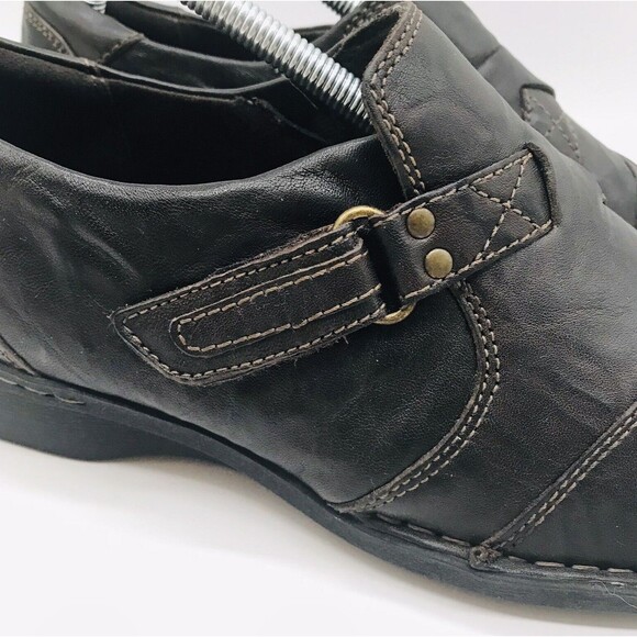 Clarks Collection Soft Cushion Hook & Loop Shoe Women's 9W Brown Leather Loafers - Picture 10 of 11